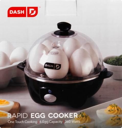 "DASH Rapid Egg Cooker, 6-Egg Capacity, Black - Hard Boiled, Poached, Scrambled, Omelets"