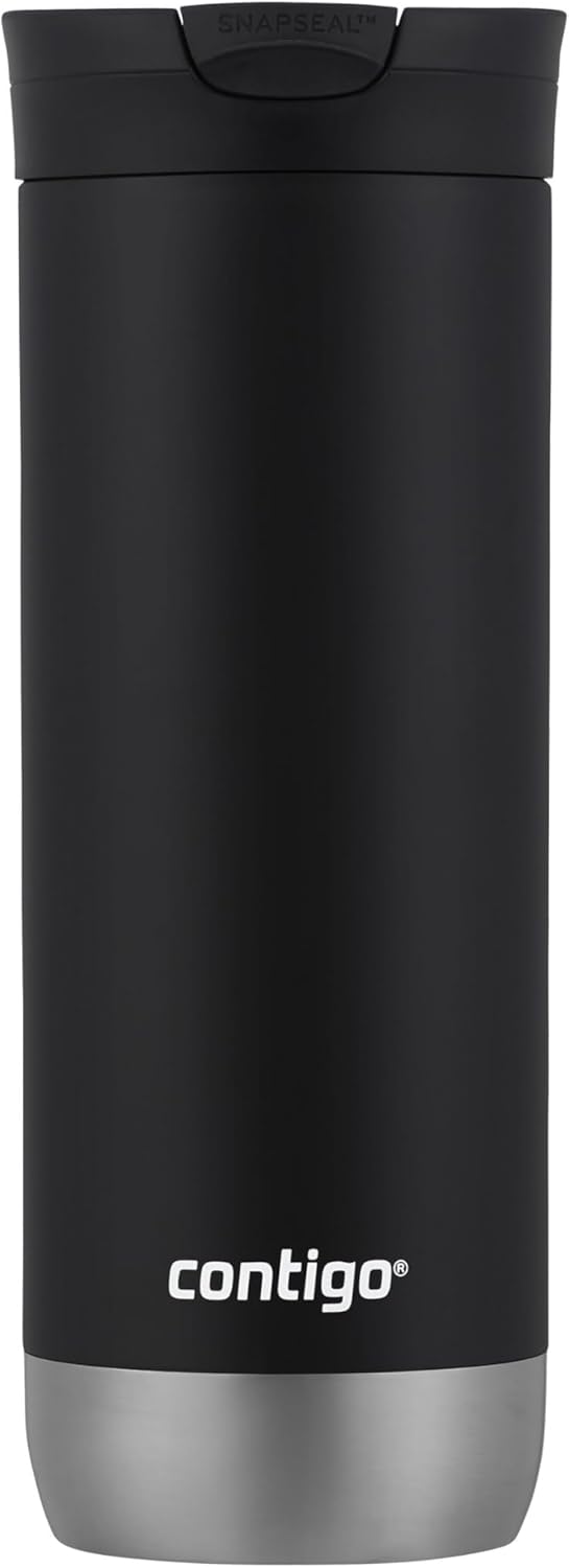 "Huron 16oz Vacuum-Insulated Travel Mug, Licorice - Leak-Proof, Fits Most Cup Holders"