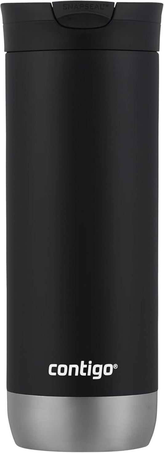 "Huron 16oz Vacuum-Insulated Travel Mug, Licorice - Leak-Proof, Fits Most Cup Holders"