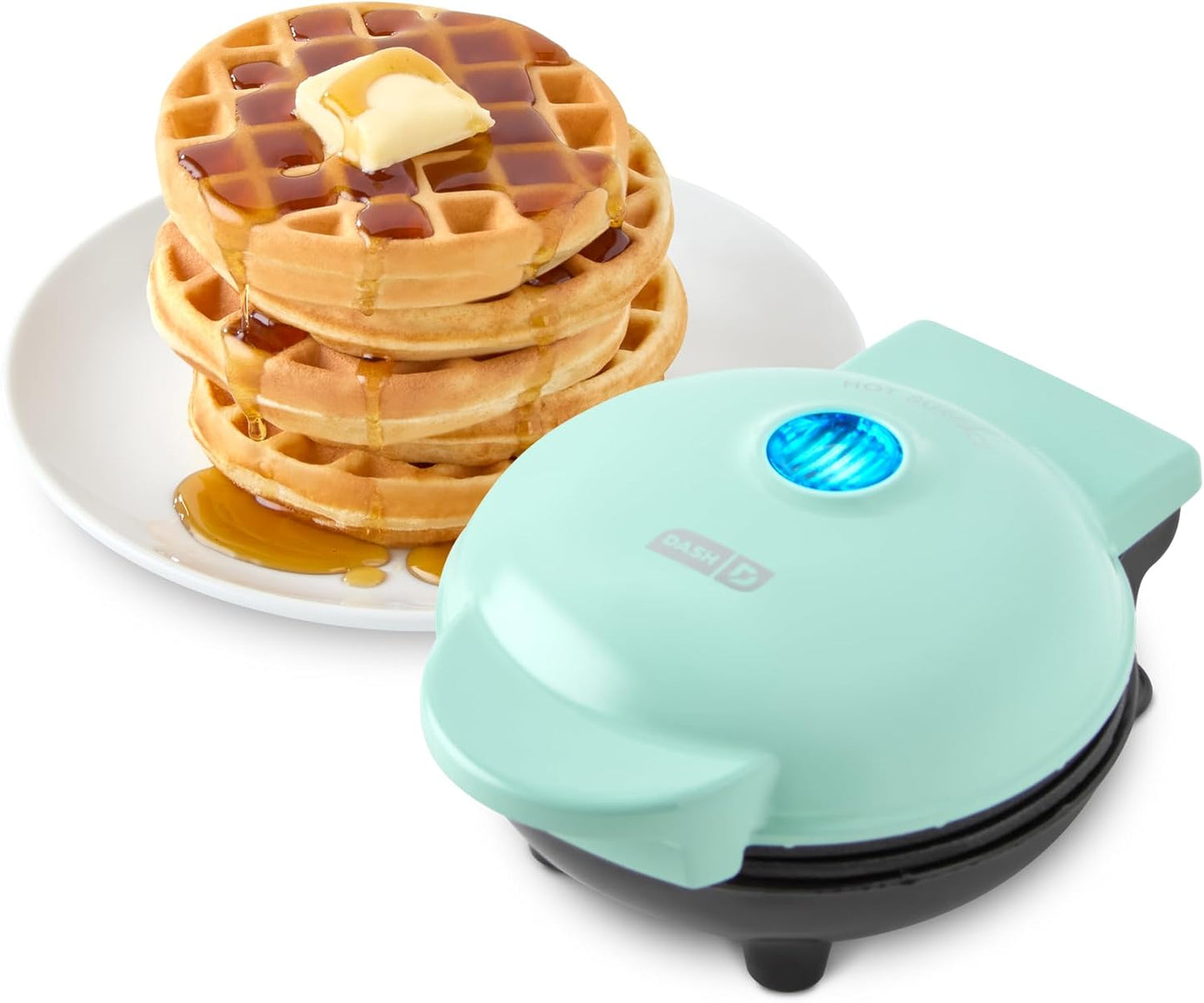 DASH Mini Waffle Maker, 4” Nonstick Waffle Iron, Quick Heat-Up, Aqua