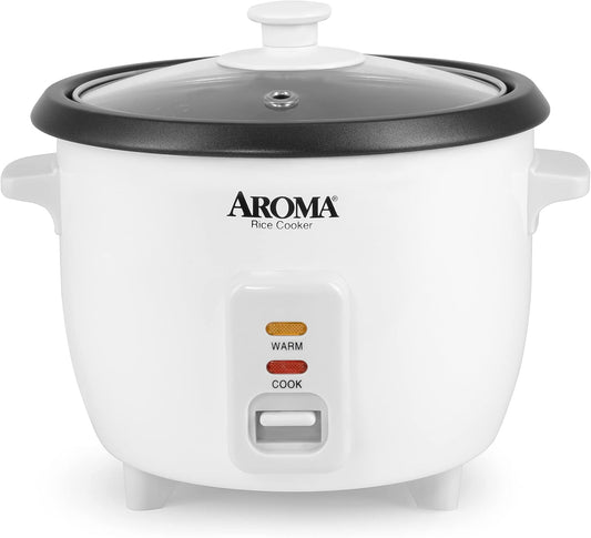 Aroma 6-Cup (Cooked) One-Touch Rice Cooker, 1.5 Qt, White (ARC-363NG)