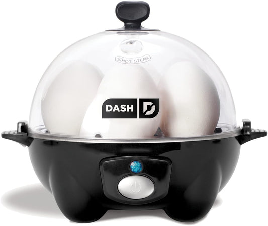 "DASH Rapid Egg Cooker, 6-Egg Capacity, Black - Hard Boiled, Poached, Scrambled, Omelets"