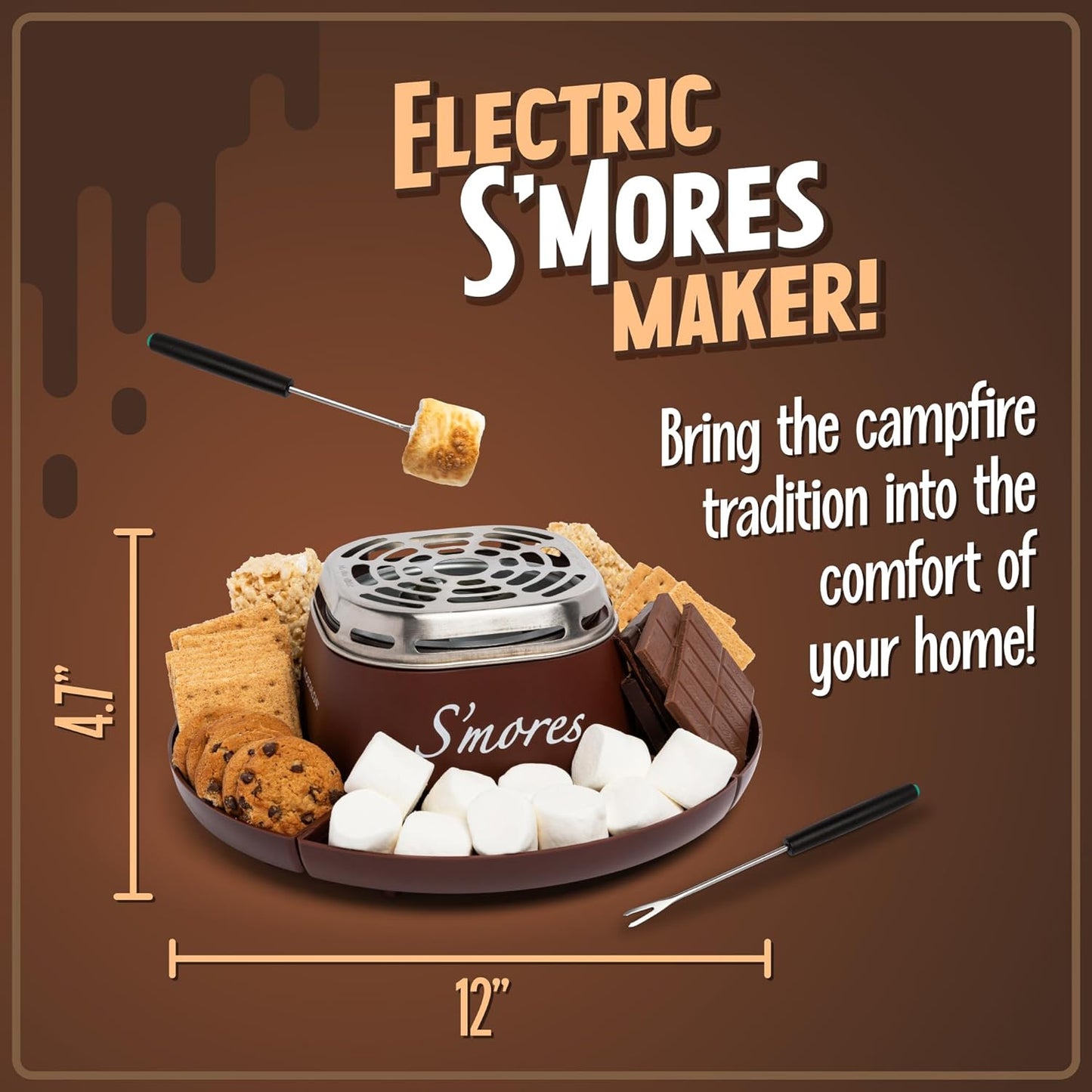 "Nostalgia Electric S'mores Maker with Roasting Sticks & Trays - Brown"