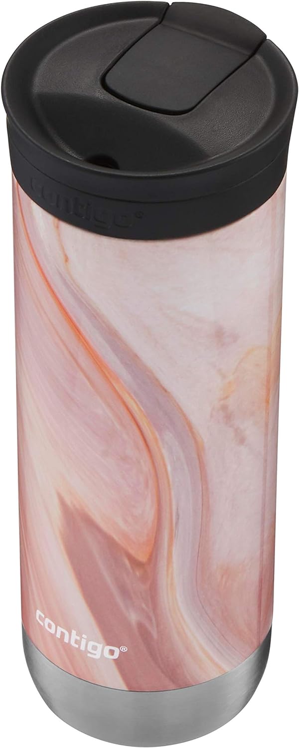 Contigo Huron Stainless Steel Travel Mug with SNAPSEAL Lid, 20oz, Pink Marble