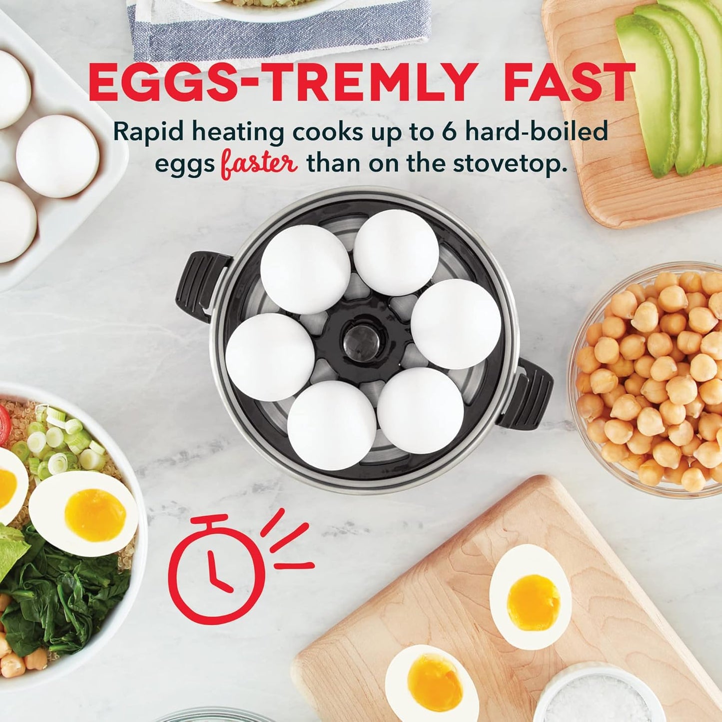 "DASH Rapid Egg Cooker, 6-Egg Capacity, Black - Hard Boiled, Poached, Scrambled, Omelets"